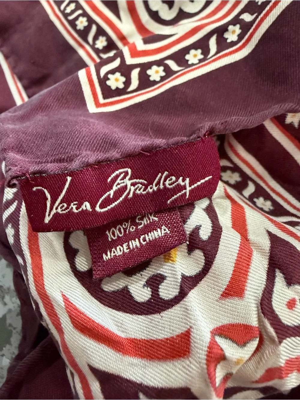 Vera Bradley 100% Silk Medallion Printed Square Scarf